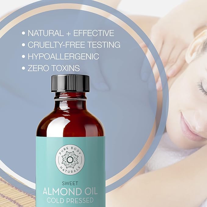 Pure Body Naturals Sweet Almond Oil, 4 fl oz - Image 3