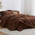 Love's cabin King Size Comforter Set Brown, 7 Pieces King Bed in a Bag by Lovescabin