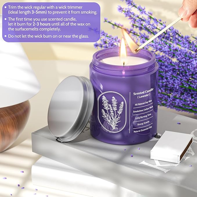 WarmEmbrace Lavender Candles for Home Scented, 30.4 oz Aromatherapy Purple Jar - Image 6