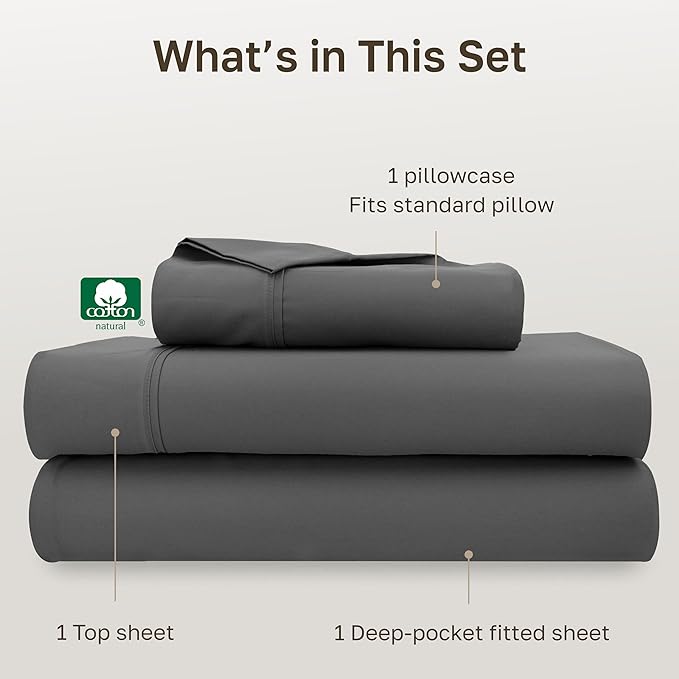 California Design Den Soft 100% Cotton Twin XL Sheet Set, 400 Thread Count Good - Image 4