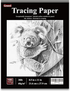Tracing Paper for Drawing, 8.5”x11 Trace Paper, 100 Sheets (38 lb/ 60 GSM) Translucent Vellum Paper, Tracing Paper Pad for Sketching, Drawing, Overlaying Images, Vellum Art Papers.