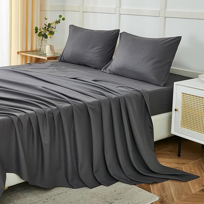 ILAVANDE Grey Twin Sheets Set, 3 Piece, Hotel Luxury 1800 Series Super Soft by ILAVANDEforYourBedHome