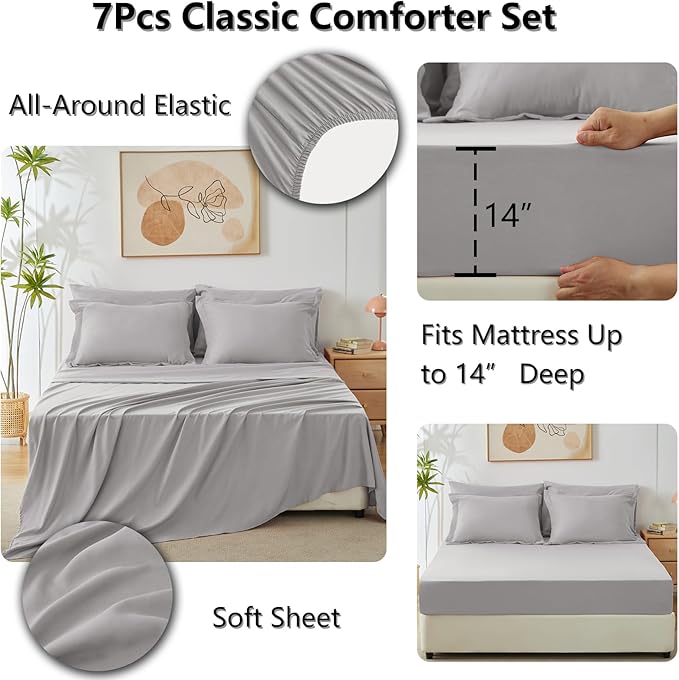 CozyLux Full Size Comforter Sets French Grey - Image 5