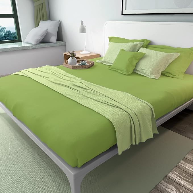 Lirex Bean Green Flat Sheet Twin, Ultra Soft & Breathable Brushed 1800 - Image 5