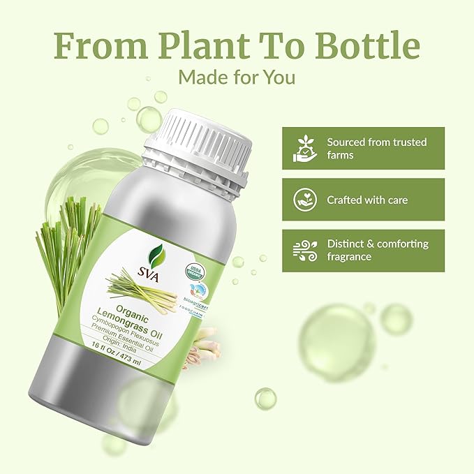 SVA Lemongrass Essential Oil Organic – 16 Fl Oz – 100% Natural Organic - Image 4