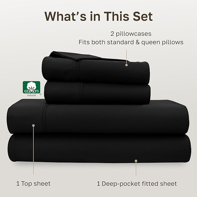 California Design Den Soft 100% Cotton Queen Size Bed Sheets Set, 400 TC Good - Image 4