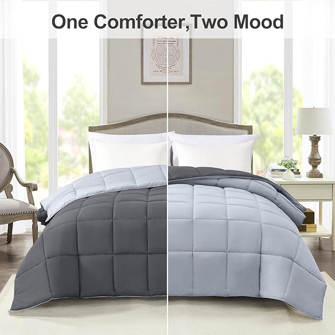 Homelike Moment Twin Comforter Duvet Insert- Grey Down Alternative Bed - Image 2