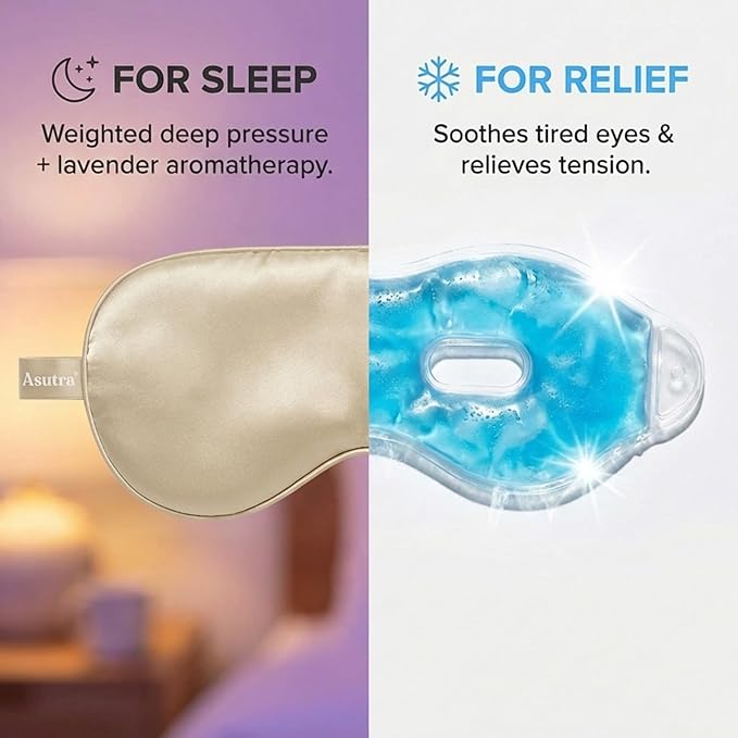 ASUTRA Silk Eye Pillow for Sleep, Champagne - Image 5