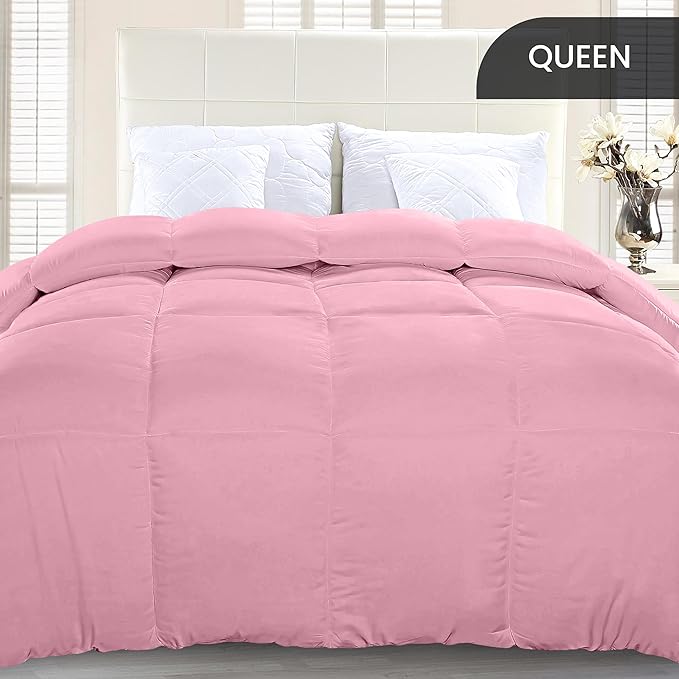 Utopia Bedding Queen Comforter Duvet Insert, Quilted Pink Comforter - Image 3