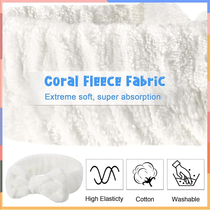 Tigeen 52 Pieces Spa Headband for Washing Face Bulk Soft Coral Fleece Skincare - Image 3