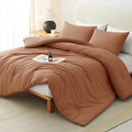 CozyLux King Size Comforter Set Pumpkin, 3 Pieces Solid Comforters King Size by CozyLux