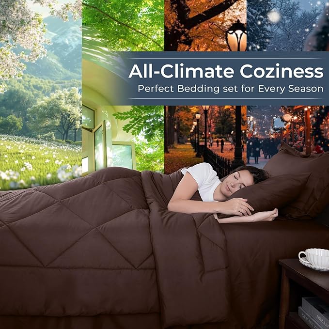 HEVUMYI Brown Queen Comforter Set - Image 3