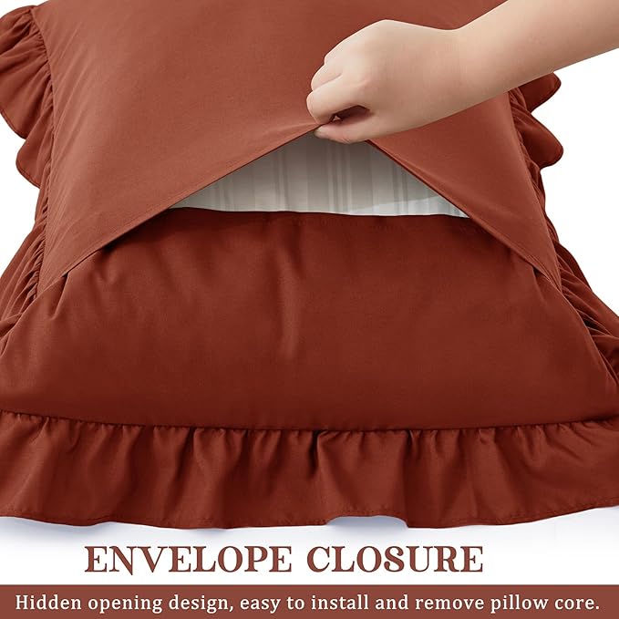 KKJIAF Ruffle Pillow Cases Queen Size Set of 2, Ruffled Pillow Covers - Image 5