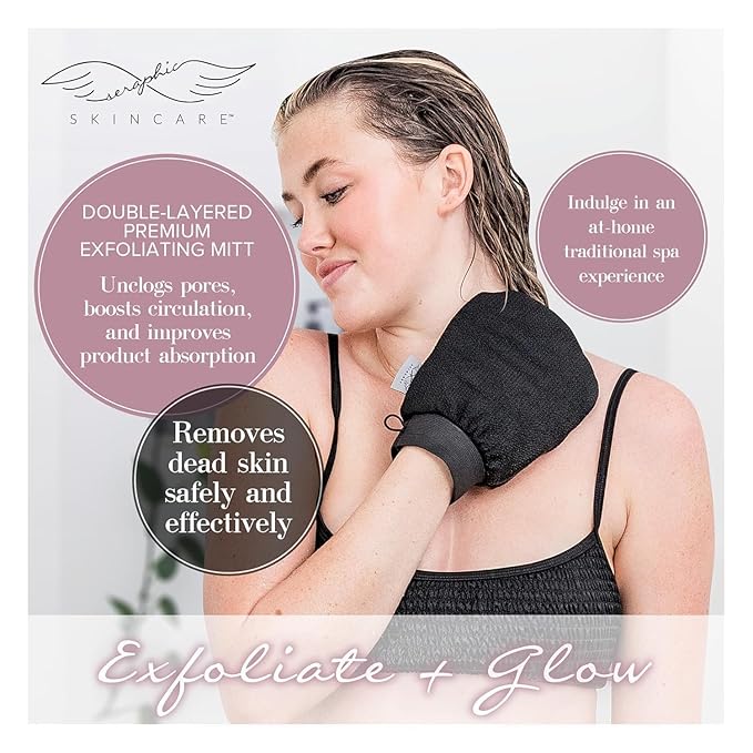 Seraphic Skincare Double-Layered Premium Exfoliating Mitt – 100% Vegan Viscose - Image 2