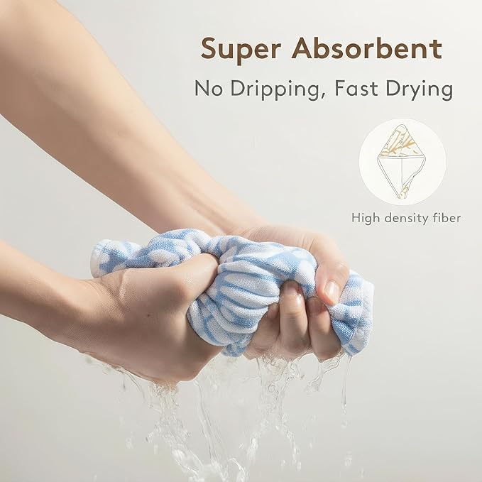 2-Pack Women's Microfiber Hair Towel Wrap: 50% Faster Drying, Ultra - Image 3