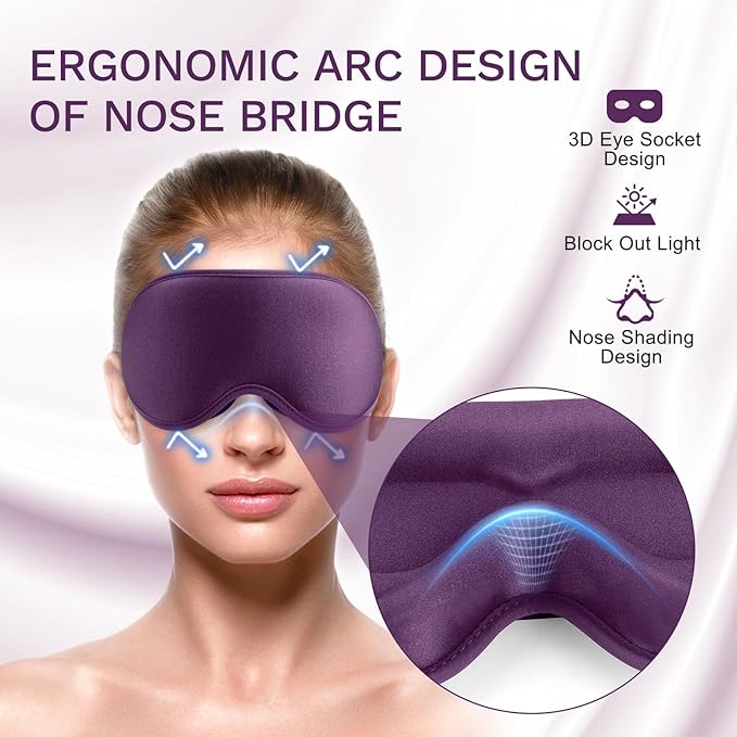 FlyCoco 99% Fully Block Out Light Eye Sleep Mask, 3D Deep Contoured Eyes Cover - Image 4