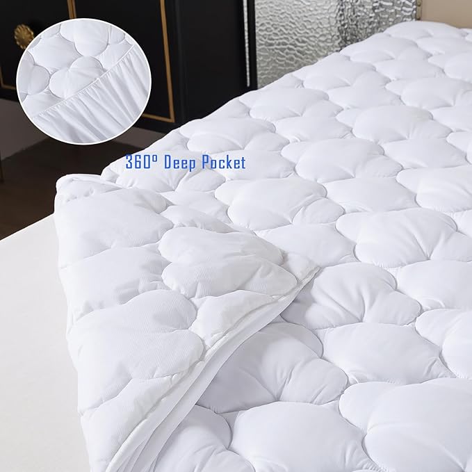 WhatsBedding Full Mattress Pad, Fitted Full Mattress Protector Soft - Image 4