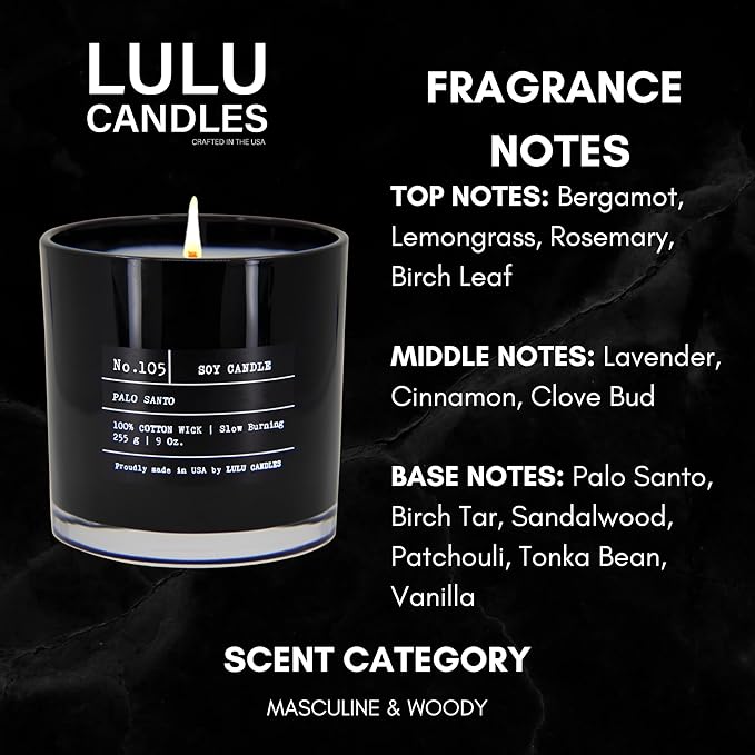 Lulu Candles | Palo Santo | Luxury Scented Soy Jar Candle | Hand Poured in The - Image 2