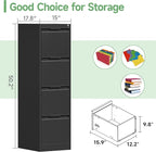 4-Drawer File Cabinet with Lock,Metal Vertical Filing Cabinets for Home Office,Under Desk File Cabinets for Letter/Legal/A4 Size Files,Easy Assemble,Black