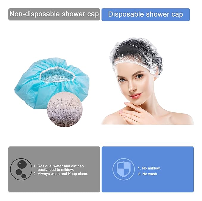 1000 PCS Upgrade Disposable Shower Caps. Ceizioes Waterproof Hair Bath Caps. - Image 3