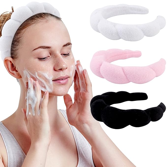 WHAVEL 3 Pack Spa Headband Skincare Headbands, Makeup Headband Sponge Terry by Whavel