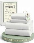LANE LINEN 100% Organic Cotton Full Sheets Set 4-Piece Pure Percale Long Staple by LaneLinen