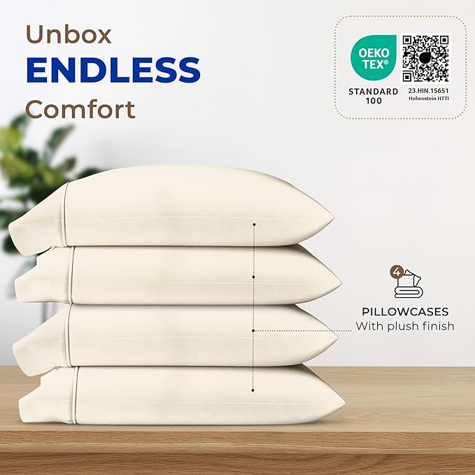 Thread Spread 100% Egyptian Cotton King Size Pillow Cases Set of 4 - Image 3