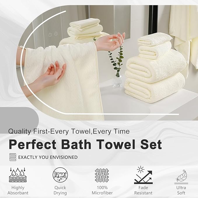 8 Piece Bath Towel Set |2 Oversized Large Bath Sheet, 2 Hand Towels, 4 - Image 6