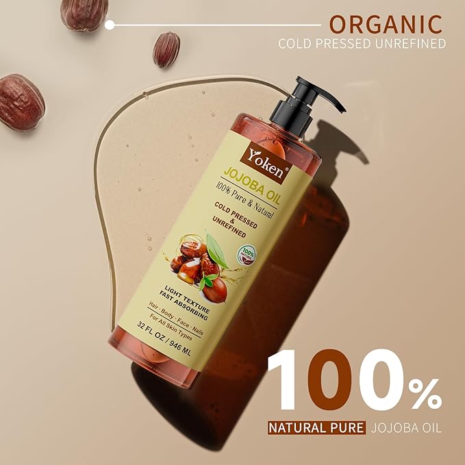 Yoken 32 fl oz 100% Pure Jojoba Carrier Oil - Image 3