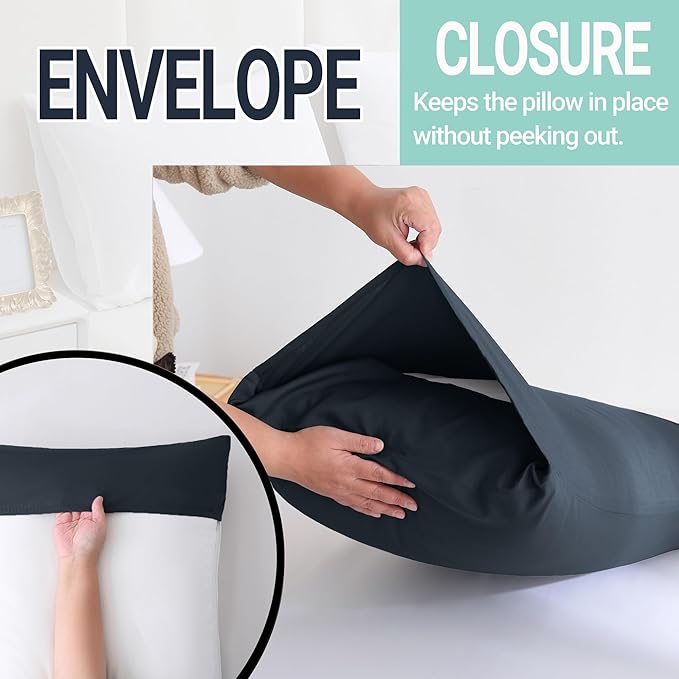 ZPECC Black Pillow Cases Standard Size Set of 4, 20x26 Envelope Closure - Image 5