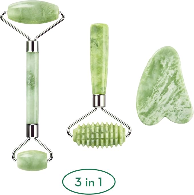 kimkoo Jade Roller and Gua Sha for Face-3 in 1 Kit - Image 2