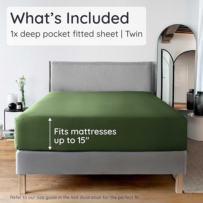 Bambaw 100% Viscose Derived from Bamboo Fitted Sheet Twin Size, 15’’ Deep - Image 2
