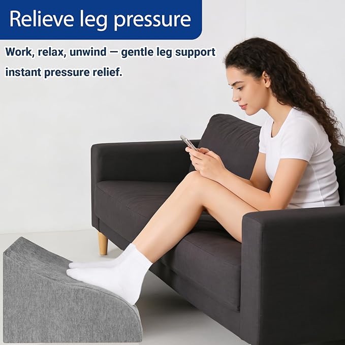 Opuvidity Foot Rest for Under Desk at Work, Ergonomic Under Desk Footrest with Washable Cover for Office, Home & Gaming Leg Elevation Pillow Dark Gray