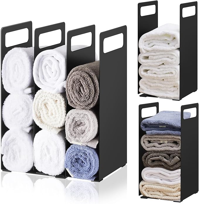 LEIFIDE Set of 4 Interlocking Towel Organizer Metal Bathroom Towel Storage Rack - Image 7