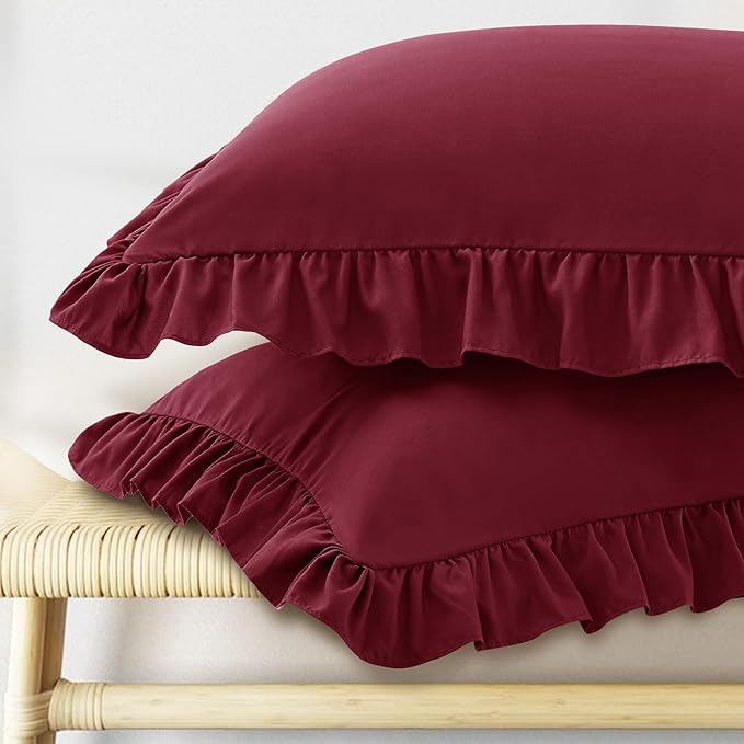 KKJIAF Ruffle Pillow Cases King Size Set of 2, Ruffled Pillow Covers by KKJIAF