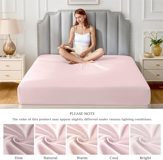FreshCulture Pure Cotton Fitted Sheets Full Size, 300 Thread Count Percale - Image 7