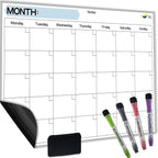 Monthly Magnetic Calendar for Refrigerator - 17x12” Stain-Resistant Dry Erase Fridge Calendar Whiteboard with Large Writing Space for Schedules, Chores & Meals - With 4 Markers & Eraser - Monday Start