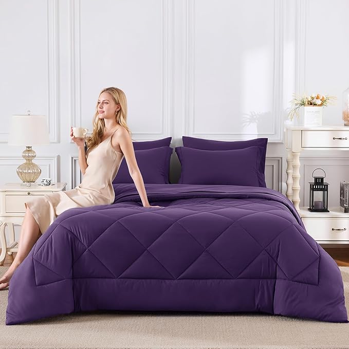 CozyLux Queen Comforter Set Purple - Image 7