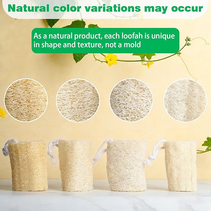 pisdoplop Natural Loofah Exfoliating Body Sponge Scrubber, 4 inch-Long Organic - Image 7