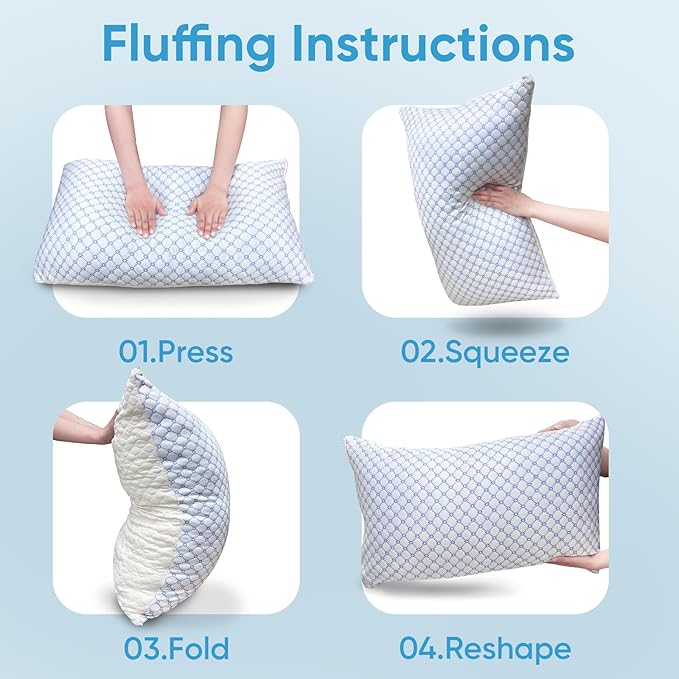 OAISZ Cooling Pillow Queen Size Set of 2, Shredded Memory Foam Bed Pillows - Image 9