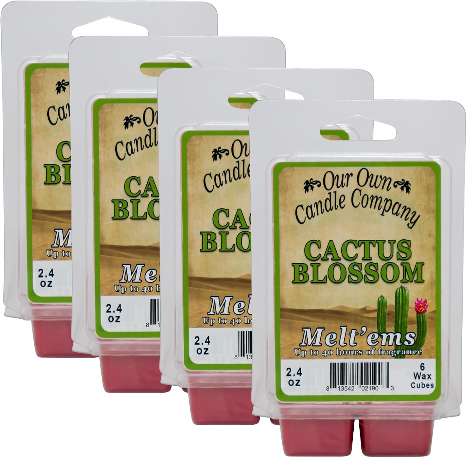 Our Own Candle Company Premium Wax Melt, Cactus Blossom Scent,Handmade in The USA, 24 Cubes (4 Pack, 9.6oz Total)