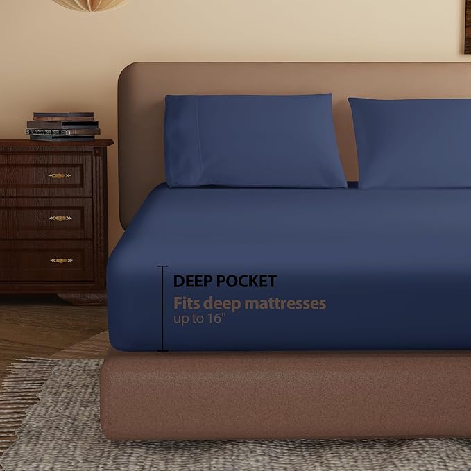 100% Egyptian Cotton Fitted Sheet Queen Size, 600 Thread Count, Soft & Elastic - Image 3