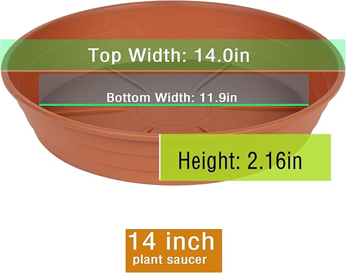 LWALRS Plant Saucer 14 Inch 4 Pack 6 8 10 12 14 16 18 20 25, Plastic Plant Trays - Image 2