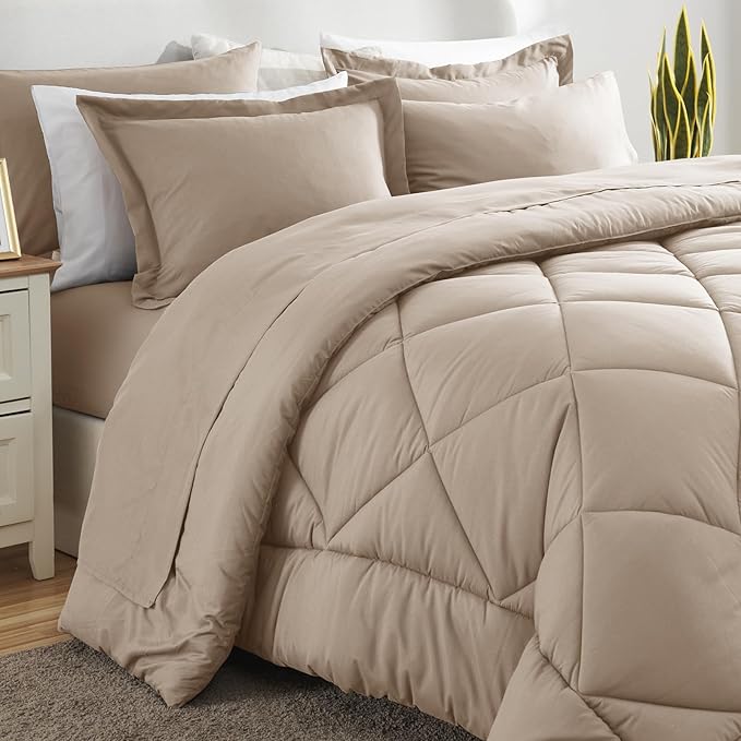 CozyLux King Size Comforter Set Wheat - Image 8