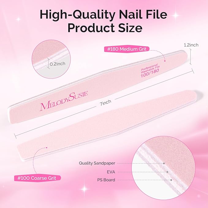 MelodySusie Nail File Kit, Professional Nail Art Manicure Pedicure Supplies - Image 5