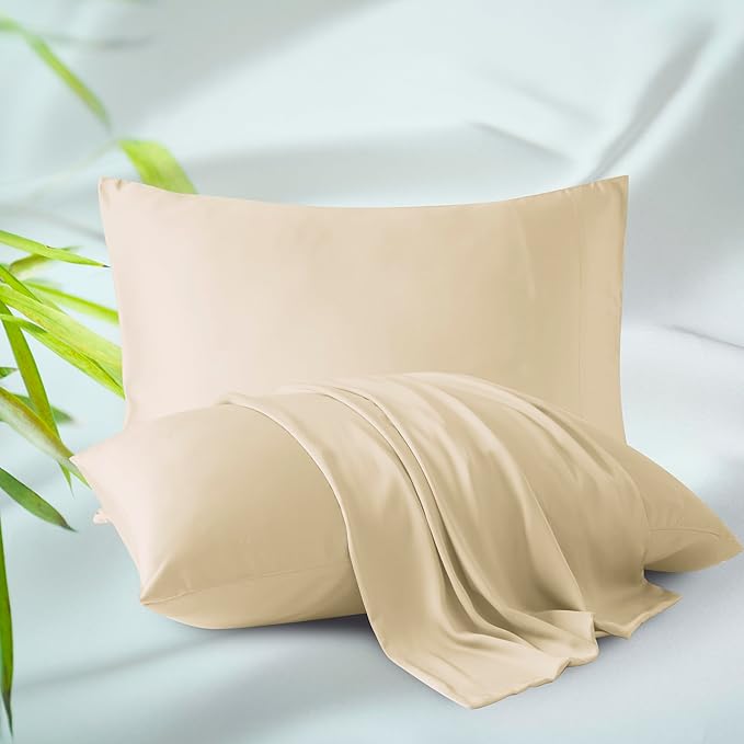 4-Pack Bamboo Viscose Zippered Pillow Cases Queen Size, 400 Thread Count by ZaizaiHome