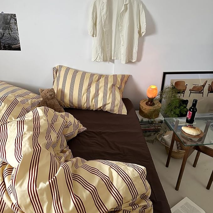 mixinni Retro Striped Duvet Cover Set Twin - Image 6