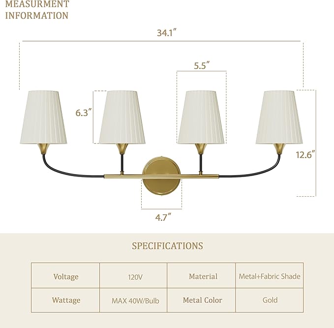 4-Light Bathroom Light Fixtures, Modern Light Fixtures - Image 5