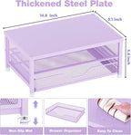 OPNICE Computer Monitor Stand Riser, Desk Organizer with Drawer, Laptop Stand, Office Desk Accessories & Workspace Desktop Organizers Storage for Office Supplies(Purple)