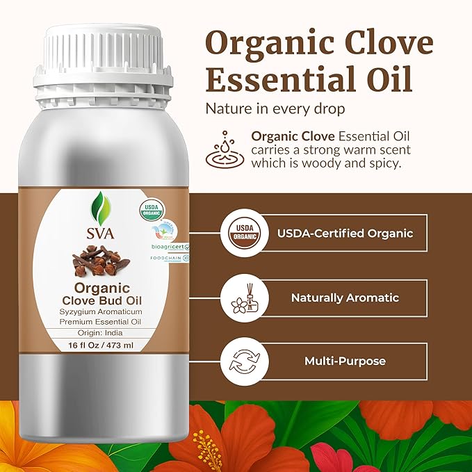 SVA Clove Essential Oil Organic– 16 Fl Oz – 100% Natural Clove Oil - Image 2